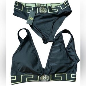 VERSACE- Authentic 🍀 NWT!! 2 Piece Black and Gold Medusa Swimwear Set